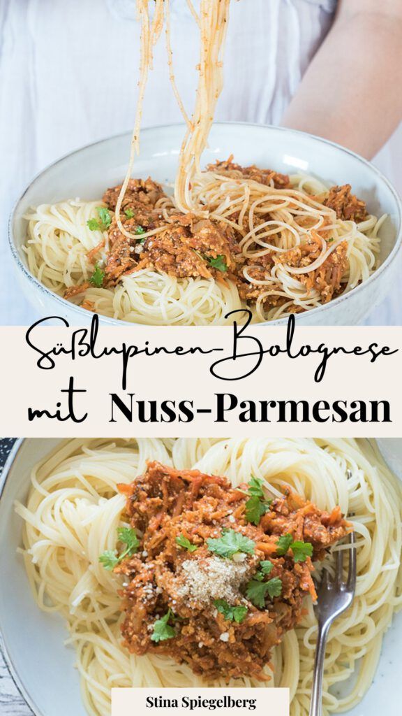 Süßlupinen-Bolognese mit Nuss-Parmesan