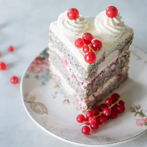 Mohn-Käsekuchen-Torte mit Johannisbeeren - Stina Spiegelberg
