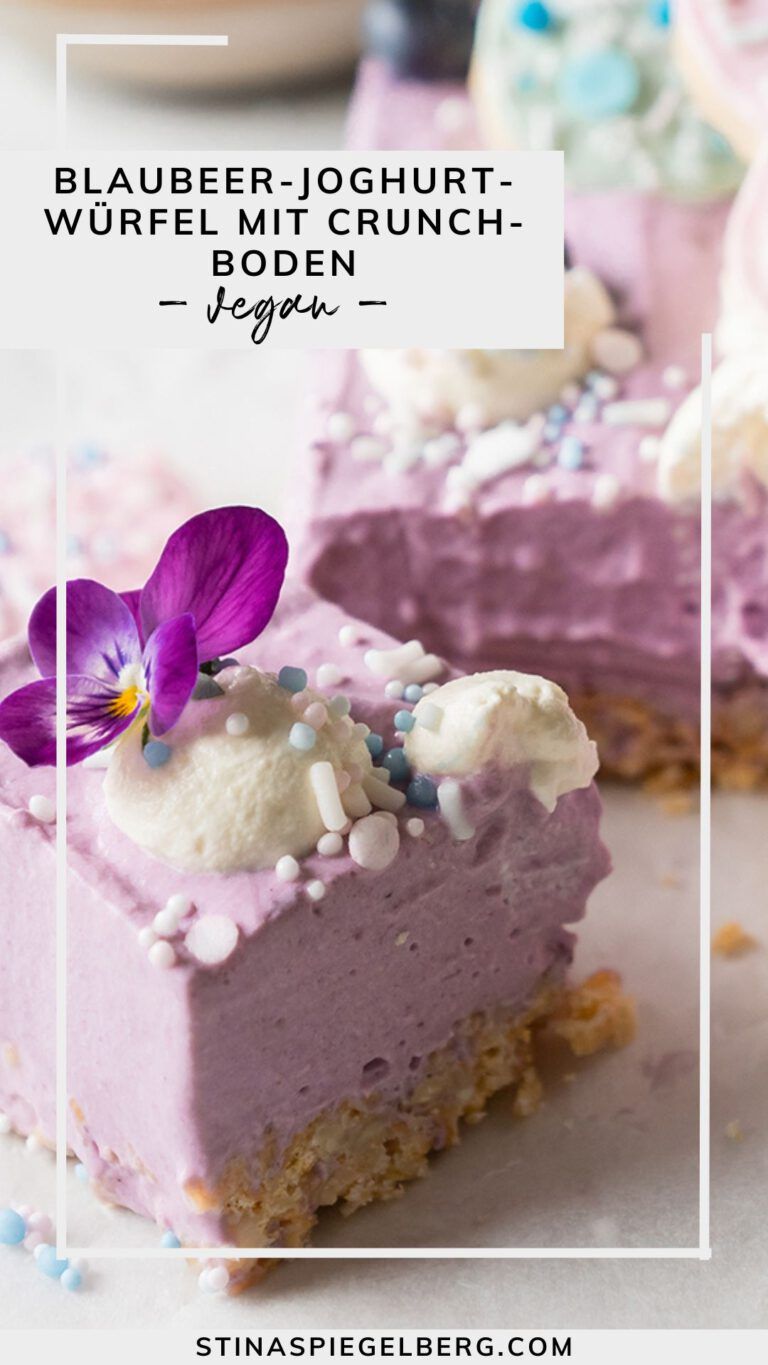 Blaubeer-Joghurt-Würfel mit Crunch-Boden - Stina Spiegelberg